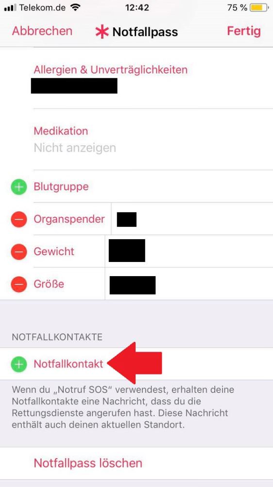 iPhone, Notruf, Notruf-Funktion am iPhone aktivieren