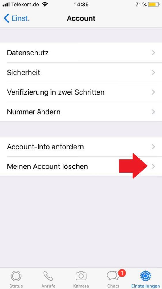WhatsApp-Account löschen, WhatsApp