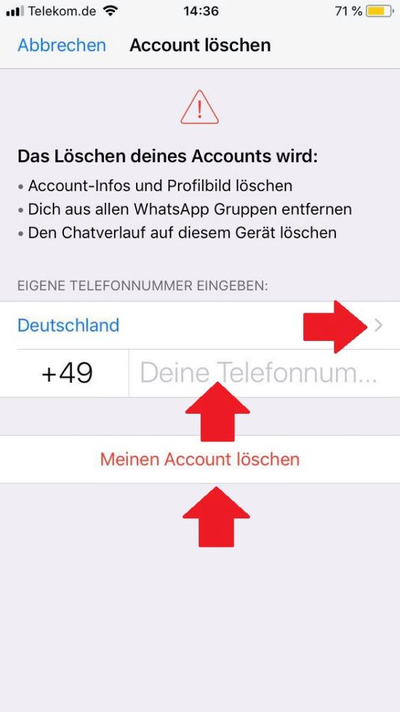 WhatsApp-Account löschen, WhatsApp
