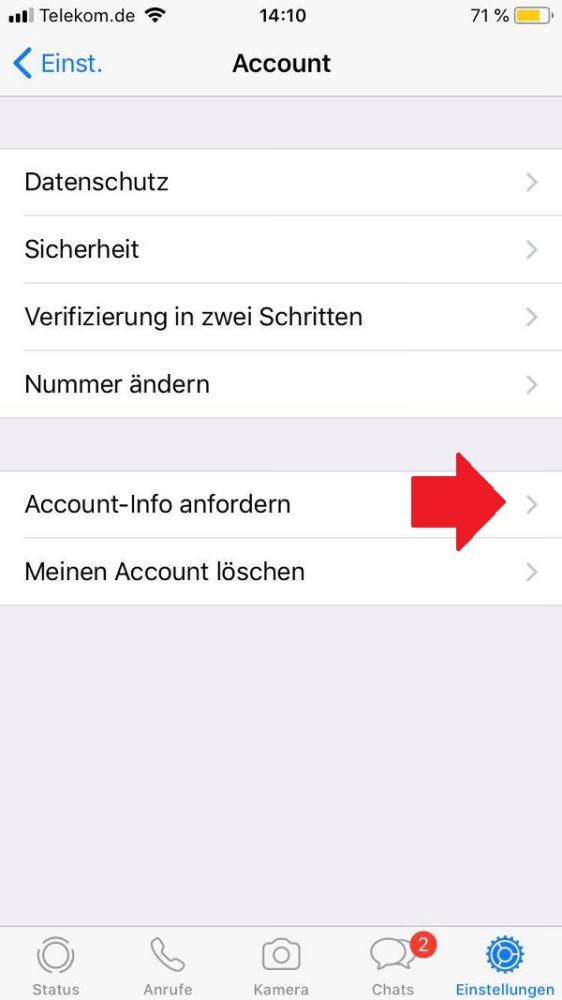 WhatsApp, WhatsApp-Daten herunterladen