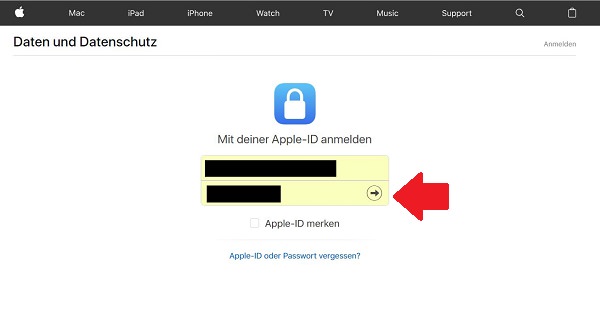 Apple-Daten herunterladen, DSGVO