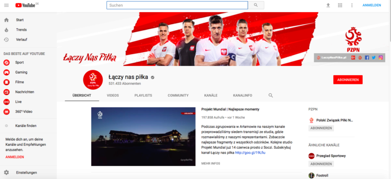 Polen, WM, Fußball, YouTube, Team, Fans, Abonnenten 