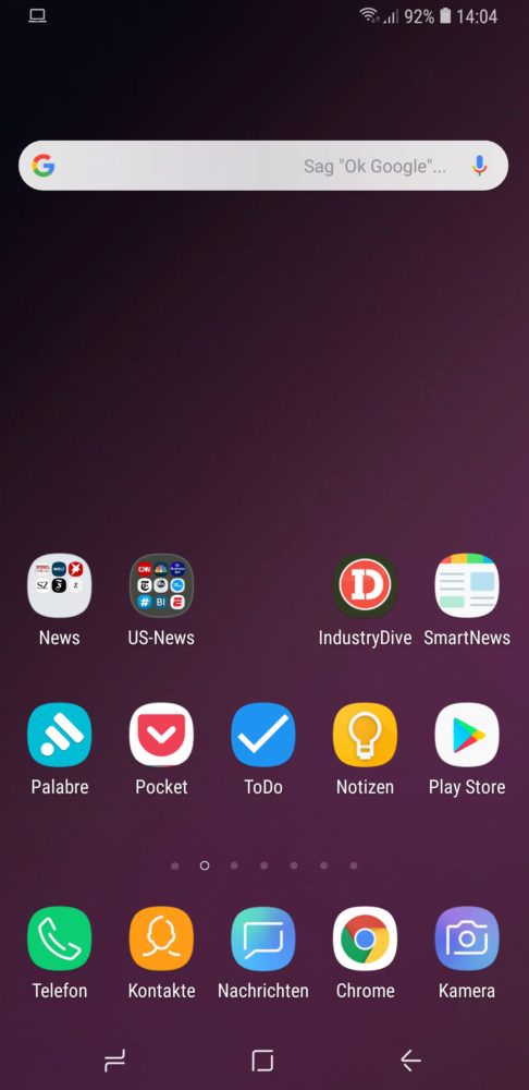 Homescreen, Samsung Galaxy S9, Ingo Kamps