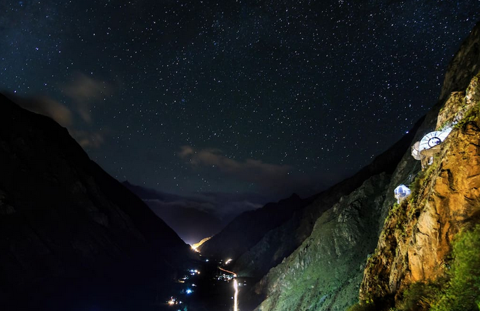 Skylodge Peru Aussicht Nacht