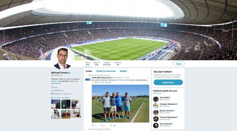 Michael Preetz Twitter Hertha BSC, erfolgreichste Manager