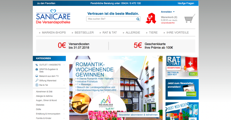 Online Apotheke Sanicare Medikamente