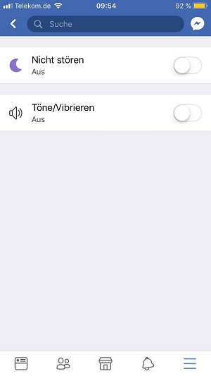 Facebook, Nicht stören, Do not disturb