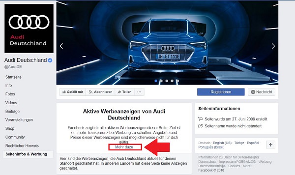 Facebook-Anzeige, Anzeige bei Facebook, Ersteller Facebook-Anzeige, Hintergrund Facebook-Anzeige