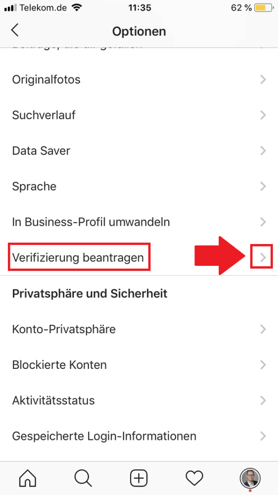 Instagram, Instagram-Verifizierung beantragen, blauer Haken Instagram, Verifizierung bei Instagram