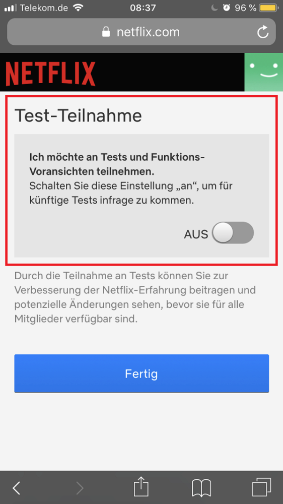 Netflix-Test, Netflix-Expertiment, Netflix Tests nicht teilnehmen