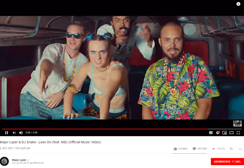 Majoy Lazer, DJ Snake, Youtube