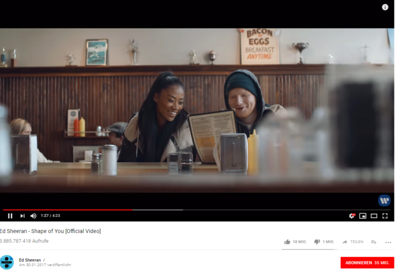 Ed Sheeran, Youtube