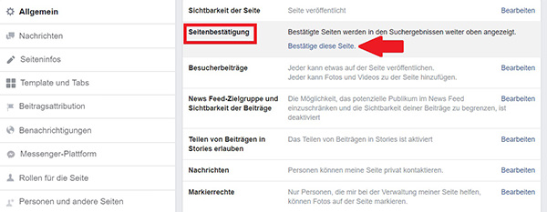 Facebook-Verifizierung