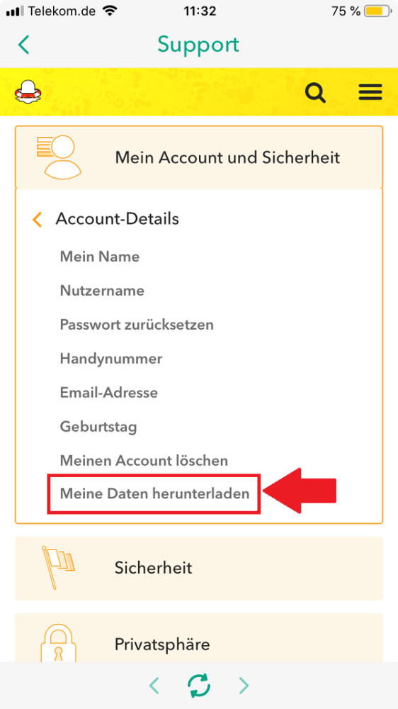 Snapchat, Messenger, DSGVO, Snapchat-Daten herunterladen, Snapchat Daten Download
