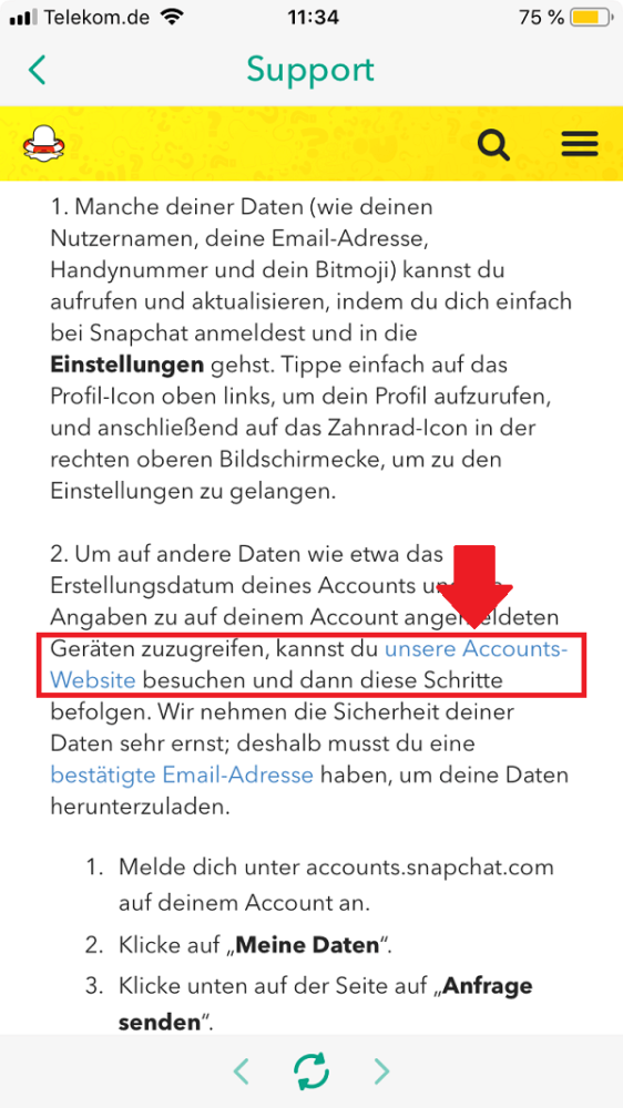 Snapchat, Messenger, DSGVO, Snapchat-Daten herunterladen, Snapchat Daten Download