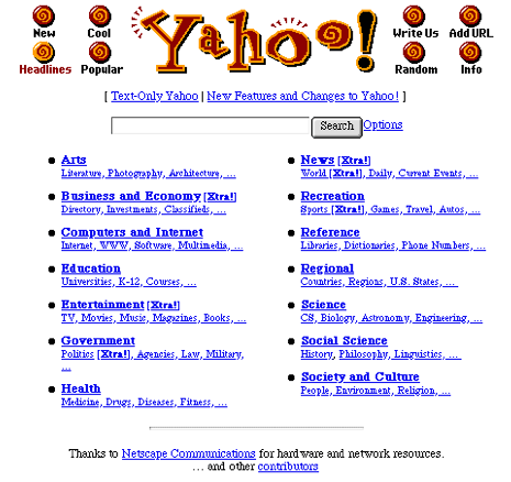 Yahoo Suchmaschine alte Landingpage