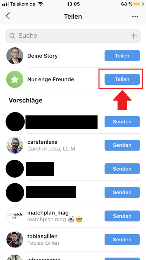 Instagram Stories, Instagram, enge Freunde