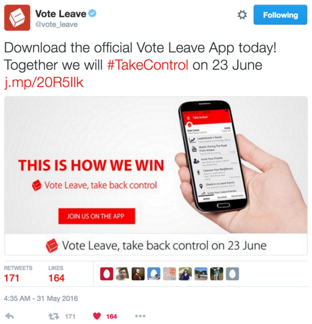 Vote Leave App U-Campaign