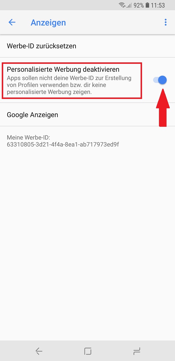 Ad-Tracking, Adtracking, Ad-Tracking deaktivieren, Android