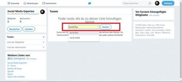 Twitter, Twitter-Liste, Twitterliste, Twitterlisten, Listen bei Twitter