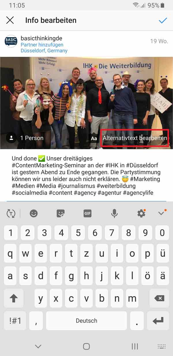 Instagram ALT-Tag, alternative Bildbeschreibungen bei Instagram