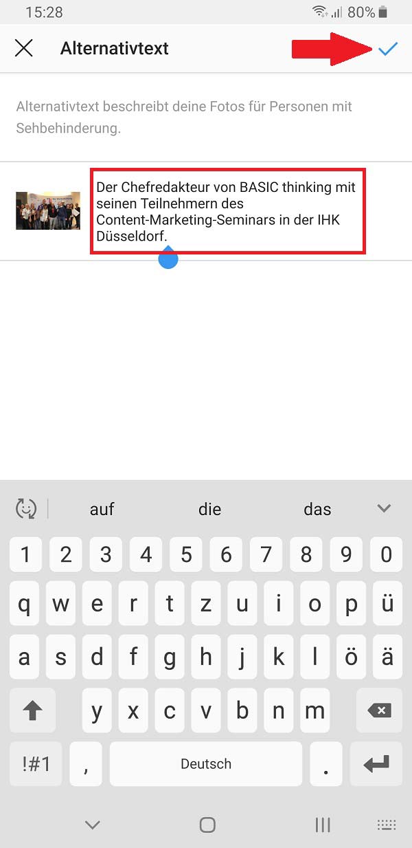 Instagram ALT-Tag, alternative Bildbeschreibungen bei Instagram
