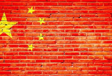 Chinesische Flagge als Graffitti auf einer Mauer, Internetzensur in China, Zensur in China