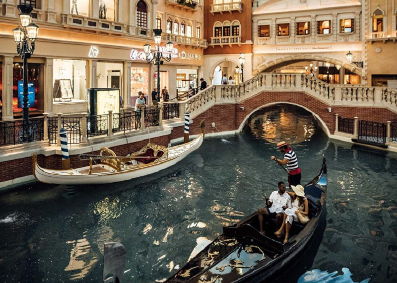 Venetian Resort Las Vegas mit Kanälen und Gondelnwie in Venedig