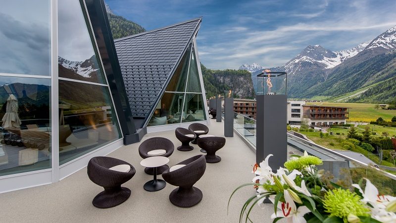 Aqua Dome Tirol Hotel Aussicht auf lpen