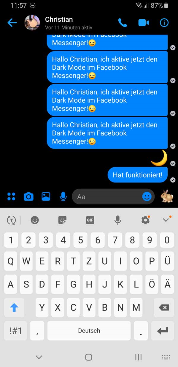 Dark Mode, Facebook Messenger