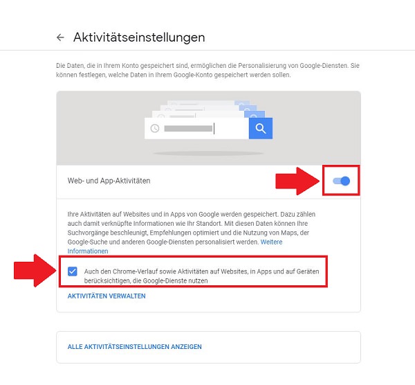 Google Web-Aktivitäten löschen, Web-Verhalten Google löschen, Web Aktivitäten löschen