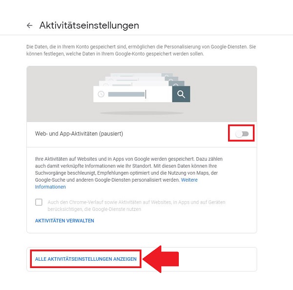 Google Web-Aktivitäten löschen, Web-Verhalten Google löschen, Web Aktivitäten löschen