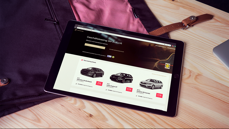 Vehiculum Webseite auf Tablet