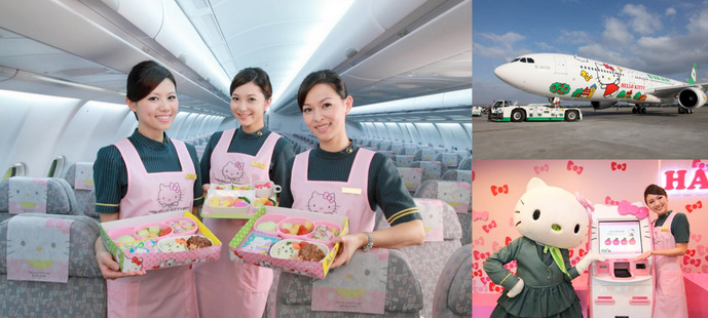 Flugbegleiterinnen bei Eva Air Hello Kitty Fluglinie