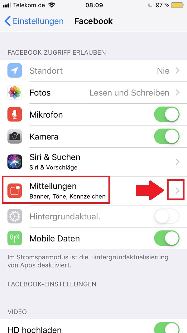 Facebook, Facebook-Benachrichtigungen deaktivieren, Facebook-Benachrichtigungen ausschalten, Push-Benachrichtigungen Facebook iPhone-Einstellungen