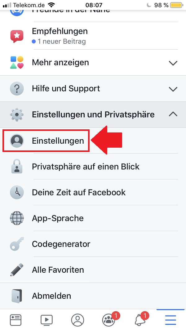 Facebook, Facebook-Benachrichtigungen deaktivieren, Facebook-Benachrichtigungen ausschalten, Push-Benachrichtigungen Facebook iPhone-Einstellungen