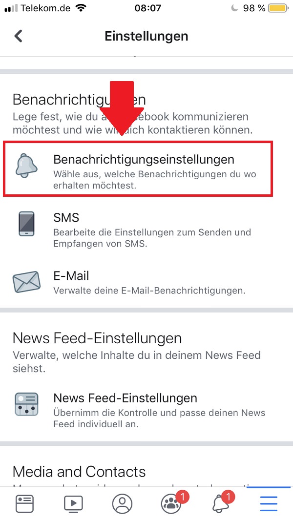 Facebook, Facebook-Benachrichtigungen deaktivieren, Facebook-Benachrichtigungen ausschalten, Push-Benachrichtigungen Facebook iPhone-Einstellungen