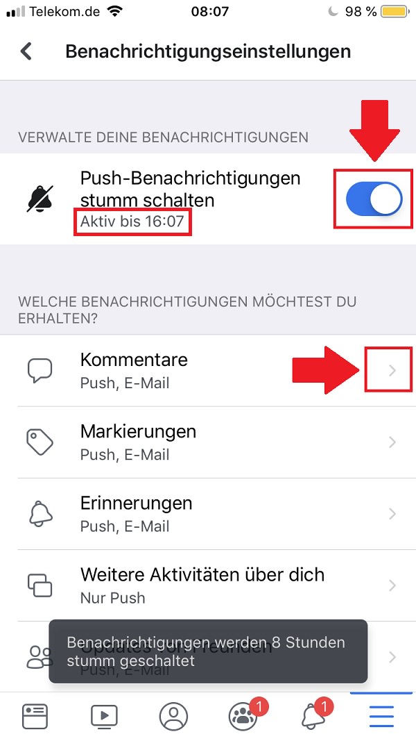 Facebook, Facebook-Benachrichtigungen deaktivieren, Facebook-Benachrichtigungen ausschalten, Push-Benachrichtigungen Facebook iPhone-Einstellungen