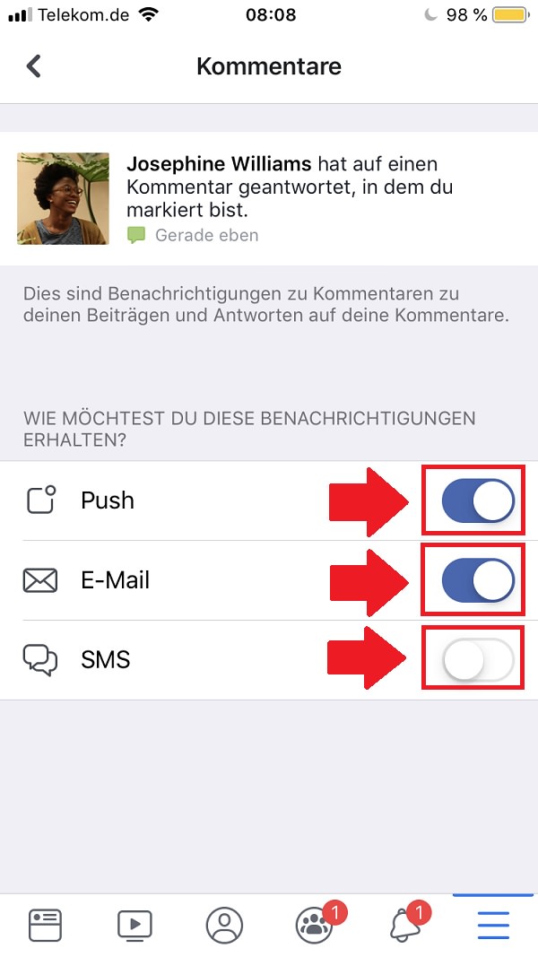 Facebook, Facebook-Benachrichtigungen deaktivieren, Facebook-Benachrichtigungen ausschalten, Push-Benachrichtigungen Facebook iPhone-Einstellungen