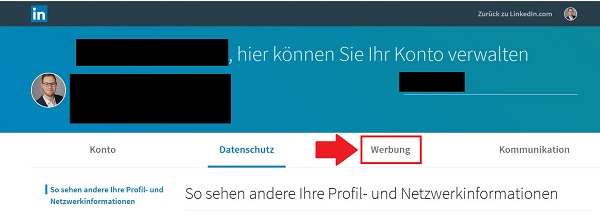 LinkedIn-Tracking deaktivieren, Linkedin Tracking, Ad Tracking bei LinkedIn deaktivieren, Linkedin Werbung deaktivieren