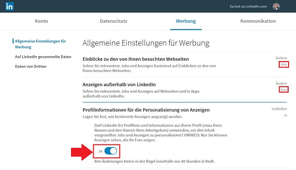 LinkedIn-Tracking deaktivieren, Linkedin Tracking, Ad Tracking bei LinkedIn deaktivieren, Linkedin Werbung deaktivieren