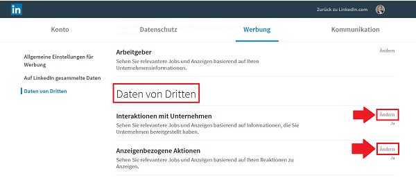 LinkedIn-Tracking deaktivieren, Linkedin Tracking, Ad Tracking bei LinkedIn deaktivieren, Linkedin Werbung deaktivieren