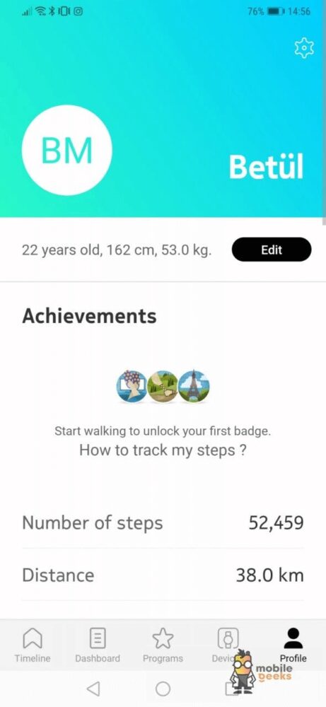 Withings Move Fittness-Uhr HealthMate App