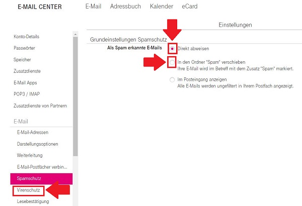 T-Online-Spamfilter einstellen, Spamschutz T-Online, Virenschutz T-Online, Telekom E-Mail