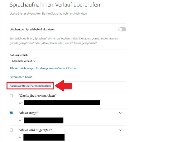Alexa-Gespräche löschen, Alexa-Aufzeichnungen löschen, Alexa-Verlauf löschen, Amazon