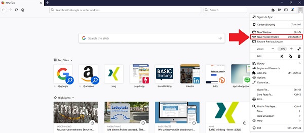 Firefox, Mozilla Firefox, Privater Modus Firefox aktivieren, Private Mode Firefox aktivieren