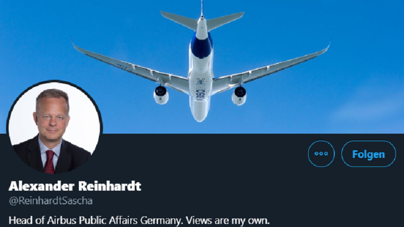 Alexander Reinhardt, Airbus, Twitter