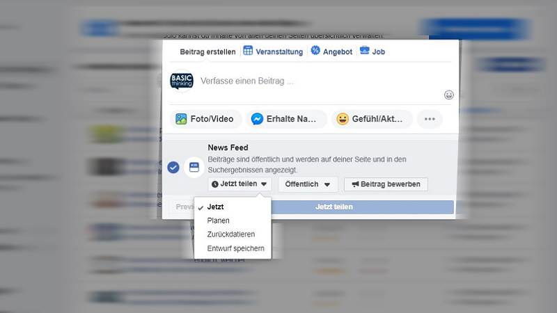 Facebook-Beitrag planen, Facebook-Post planen, Facebook-Beiträge planen, Facebook