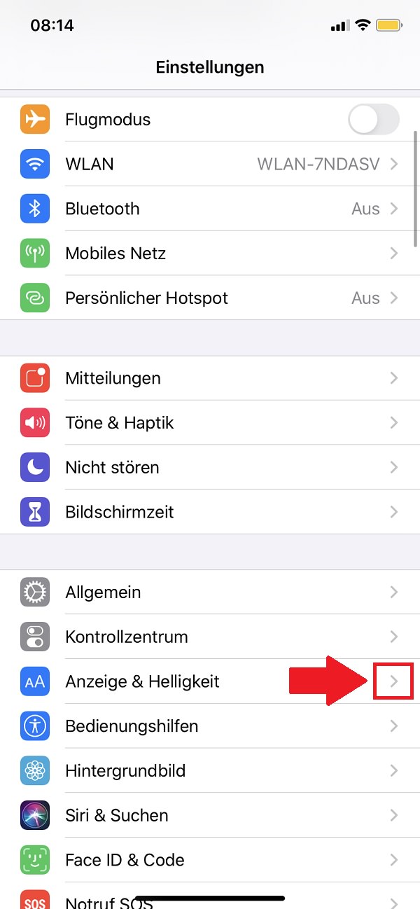 iPhone Dark Mode, iPhone-Einstellungen