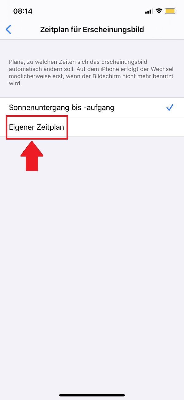 iPhone Dark Mode, iPhone-Einstellungen